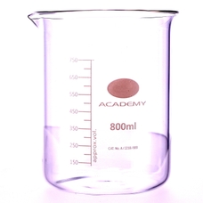 Academy Glass Beaker, Squat Form: 800ml - Pack of 6